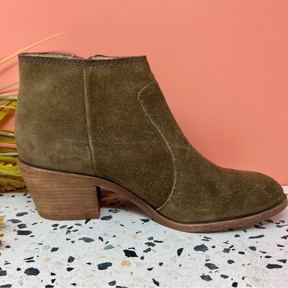 Madewell Janice Brown Suede Leather Western Women’s Stacked Heel Booties Sz 7 - Picture 6 of 10